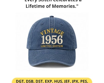 70th Birthday Embroidery Design – Vintage 1956 Retro Varsity Numbers, Machine Embroidery File