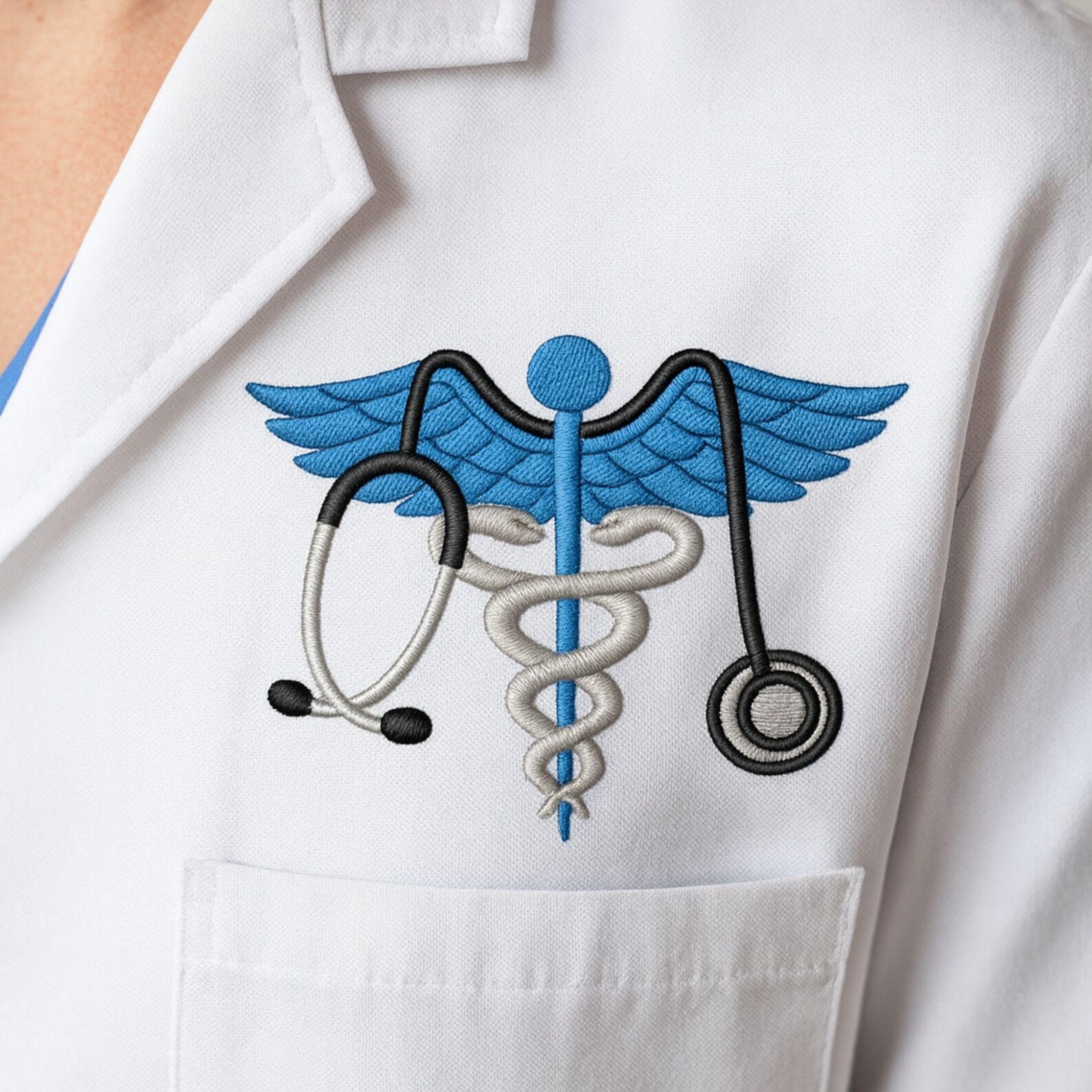 Caduceus Embroidery Design File – Medical Symbol Pattern With ...