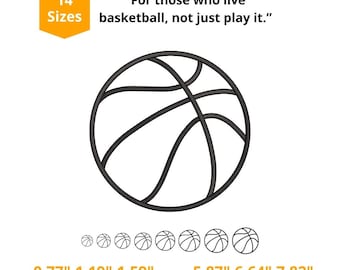Arquivo de bordado de basquete – Padrão de contorno clássico, presente para amantes de esportes, arquivo para máquina de bordar