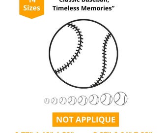 Desenho de bordado de beisebol – Padrão clássico de contorno costurado, presente para amantes de esportes, arquivo para máquina de bordar