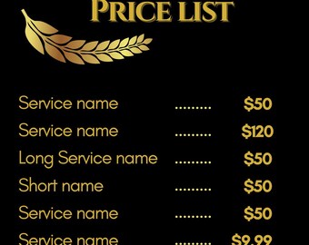 Modern Luxury Price List | Instagram Story Template | Gold Leaf Branding for Service Businesses | Instant Download Canva Template