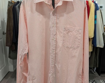 Ports International oranje gestreept overhemd | 100% katoen, button-up (herenmedium)