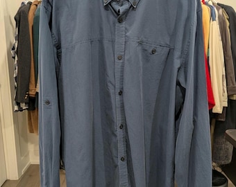 Vintage blauw blauw geruit overhemd van Calvin Klein, katoenen button-down, lange mouw Y2K