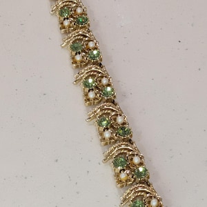 Vintage guldfärgad grön strass pärlhalsband med blommigt halsband, liten passform