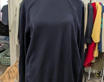 Vintage Floverso Navy 100% Merino Wool Turtleneck Sweater Mens Large Made in Italy