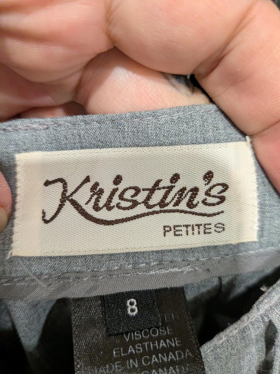 Vintage 90s Kristins Petites Grey Tailored Trousers Made in Canada Size 8P Menswear Style View 3