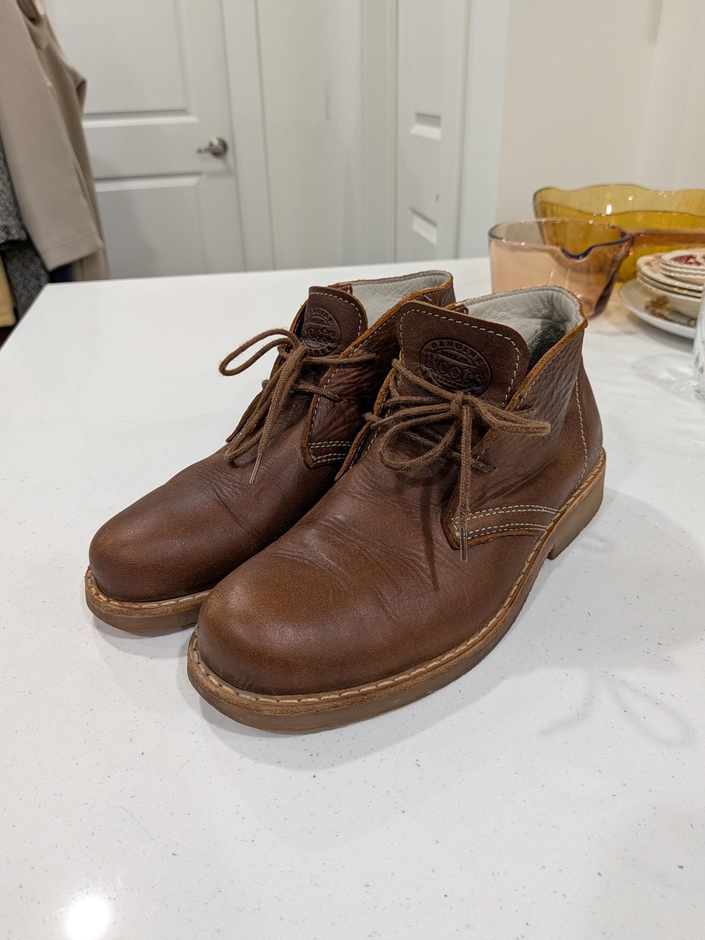 Vintage Roots Men\'s Leather Shoes Boots 10.5 M‎ Natural Footwear Whiskey Brown Roots Lace Up Boots for Men for Sale | Shop New & Used Men main image 3