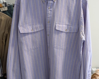 Vintage 90s Striped Oxford Shirt, 417 by Van Heusen, Single Needle Tailoring, Men's Large