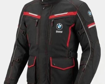 Chaqueta de moto BMW Motorrad negra y roja para hombre, estilo turismo, para aventuras en moto, de tejido textil / Para todas las estaciones