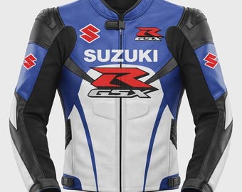 Chaqueta de moto de carreras Suzuki GSXR de piel de vacuno
