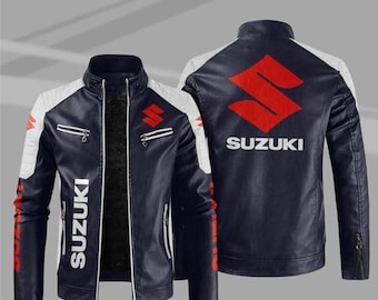 Chaqueta de cuero Suzuki Racing, estilo motociclista azul estilo Moto GP, abrigo de calle para motocicleta