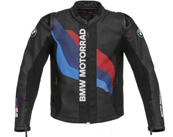 Chaqueta de cuero BMW Motorrad - Auténtica ropa de motociclismo de competición de piel de vacuno.