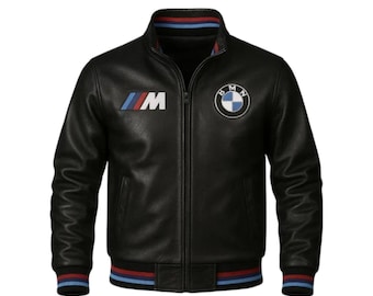 BMW M Power leren jack, echt rundleder sport bikerjack voor heren, racekleding