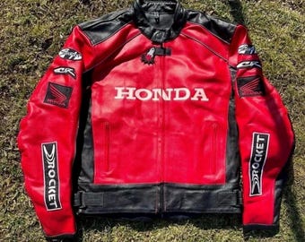 Chaqueta de cuero para motociclistas Honda - Piel de vacuno y protectores certificados - Envío gratuito