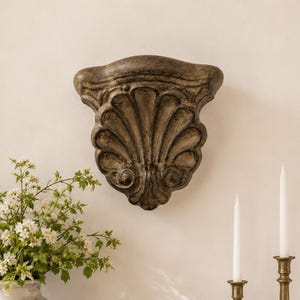 Vintage Plaster Shell Wall Pocket Cachepot Southern Floral Display Products Louisville KY Dark Regency Architectural Bracket Sconce Shelf