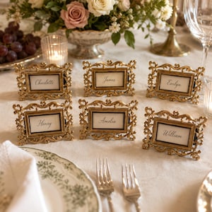 Vintage Discontinued Bombay Co Mini Gold Frames Set of 12 Baroque Wedding Luxury Seating Table Place Card Holders, 2 packs of 6 - Rare Find