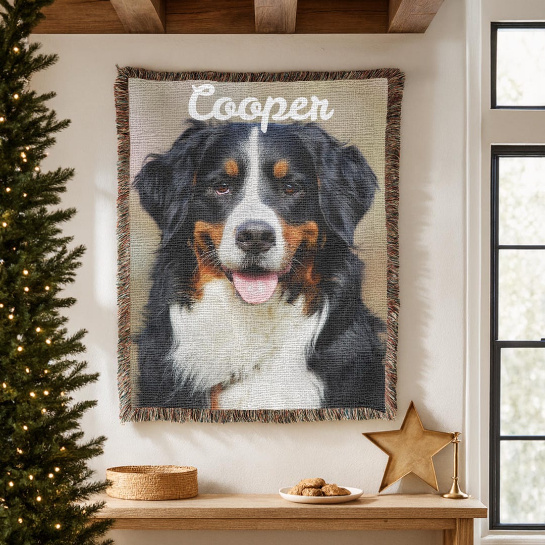Personalized Dog Photo Blanket, Custom Pet Blanket, Woven Throw Blanket ...