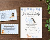 Baby Boy Shower Bundle, Tini Weenie Theme, Editable Canva Templates (Digital Download)