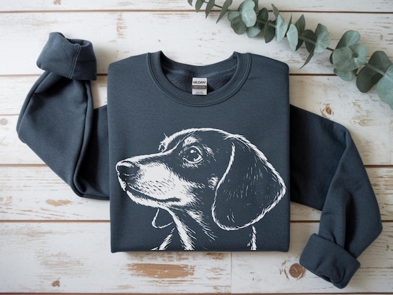 Dachshund T-Shirt or Sweatshirt, Vintage Style Wiener Dog Shirt, Doxie Lover Tee, Gildan Unisex Crewneck, Dog Mom Gift