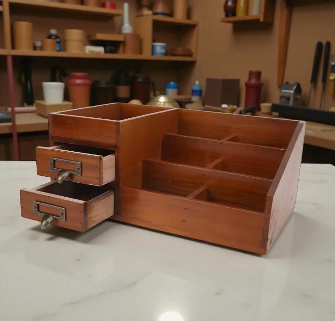 Antique Wooden Desk Organizer – Retro Multi-layer Storage Cabinet for ...