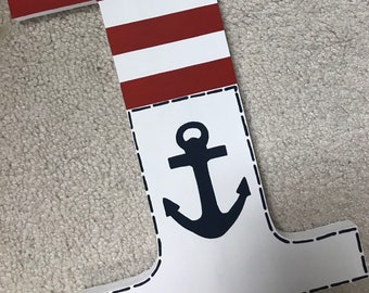 Nautical - 1st birthday - photo prop - anchor - hand painted - wooden - photography prop