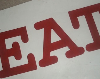 EAT - Kitchen Decor - Hand Painted - Wooden Wall Letters - Red - Custom