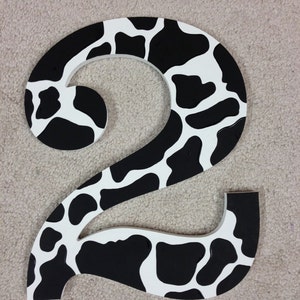 Cow Print - Photo Prop - Hand Painted - Wooden - Any Birthday Number