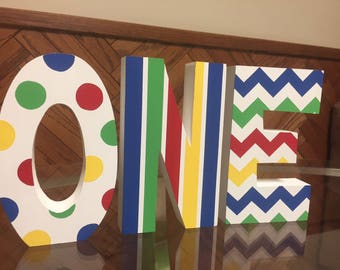 Primary Colors - Circus - Carnival - Freestanding Photo Prop - 1st Brithday - ONE Blocks - Hand Painted - Custom