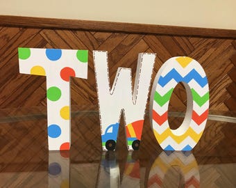 Construction - chevron - polka dots - hand painted -wooden - freestanding - birthday - photo prop