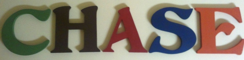 Solid Color Custom Hand Painted Wooden Wall Letters Choose Your Colors image 2