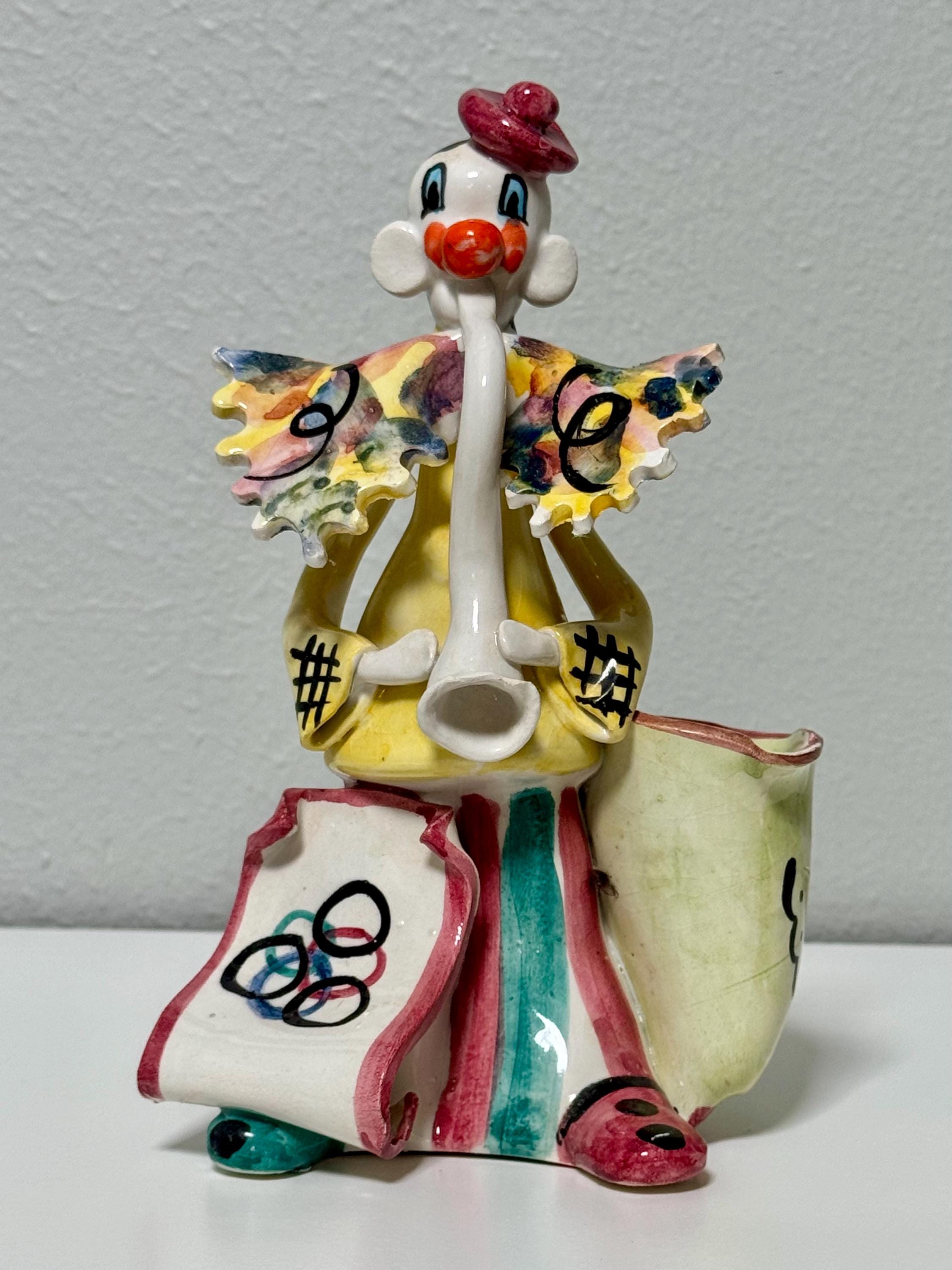 Figurine Pierrot Vintage - Porcelaine Et Chiffon, 62 Cm, Années 1950, Collection