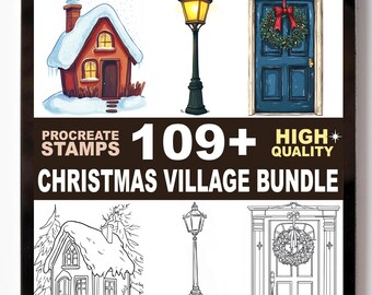 Más de 109 sellos navideños para Procreate: Casas acogedoras de invierno, calles festivas y pinceles navideños