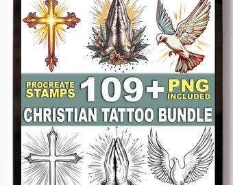 Más de 109 sellos de tatuajes cristianos para Procreate: cruces, símbolos religiosos y diseños de contornos