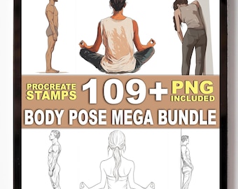 Más de 109 sellos de poses corporales para Procreate: poses de figura completa y formas de referencia para dibujar