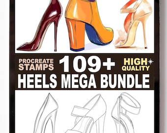 Heels Procreate Stamps Set | 109+ Fashion Shoes Footwear High Heel Brushes | Procreate Bloom