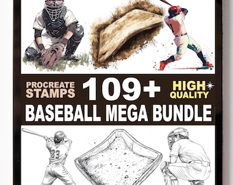 Más de 109 sellos para Procreate para el inicio de la temporada de béisbol: bates, guantes, gorras y pinceles de juego