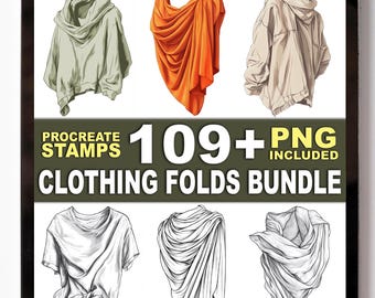 109+ Clothing Folds Procreate Stamps – Fabric Wrinkles & Drawing Guide Shapes