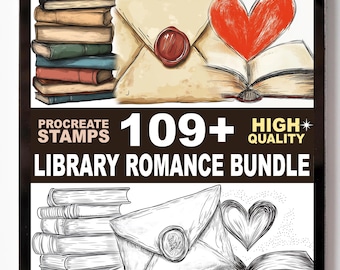 109+ Library Romance Procreate Stamp Set Books Cozy Nooks Soft Aesthetic