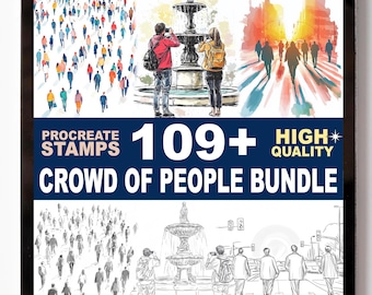 109+ Crowd of People Procreate Stamps – Silhouettes, Groups & Urban Life Brushes