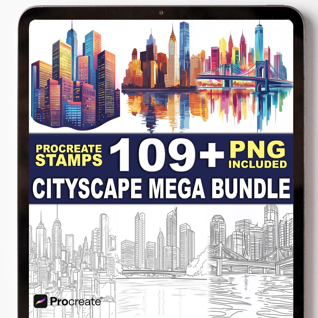 109+ Cityscape Procreate Stamps – Urban Buildings, Skylines ...