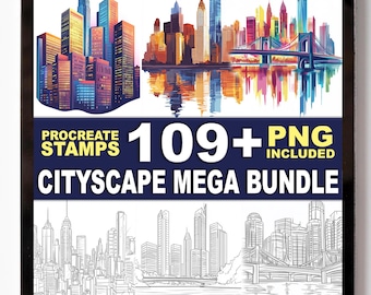109+ Cityscape Procreate Stamps – Urban Buildings, Skylines & Architectural Shapes
