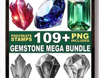 109+ Gemstone Procreate Stamps – Crystal Shapes, Cuts & Sparkle Outlines