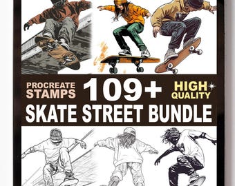 109+ Skate Street Legends Procreate Stamps Urban Boards Rails Brushes
