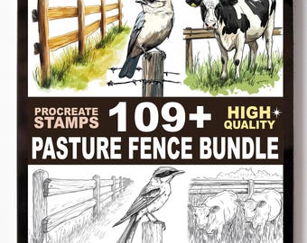 109+ Pasture Fence Calm Procreate Stamp Set Meadows Fences Soft Outdoors