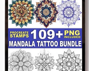 109+ Mandala Tattoo Procreate Stamps – Geometric Patterns & Tattoo Flash Outlines