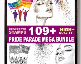 Más de 109 sellos para Procreate inspirados en el Desfile del Orgullo: pinceles con banderas arcoíris y símbolo de unidad
