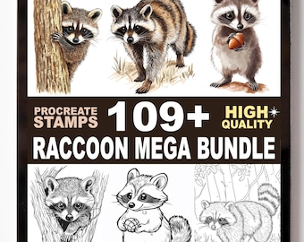 109+ Raccoon Procreate Stamp Set – Woodland Creatures, Forest Animals, and Cute Character Brushes