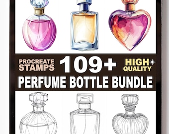 109+ Perfume Bottle Drawing Procreate Stamp Set – Luxury Bottles, Fashion Beauty Art, and Elegant Shapes