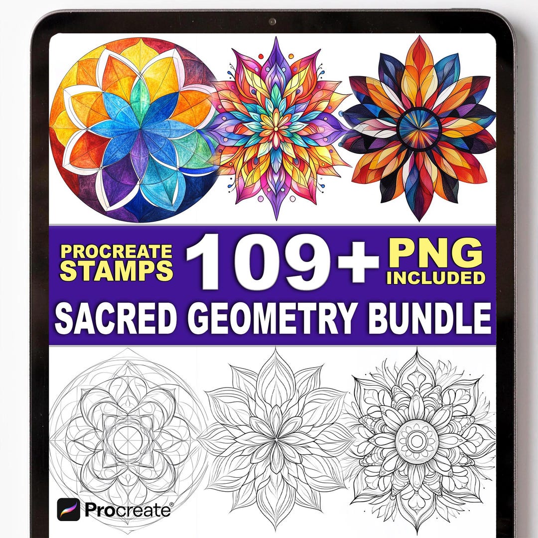 109+ Sacred Geometry Procreate Stamps – Geometric Symbols & Mystic ...