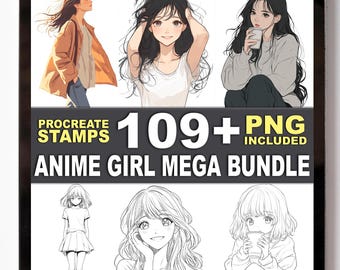 Más de 109 sellos de chicas de anime para Procreate: poses y pinceles de personajes de manga adorables